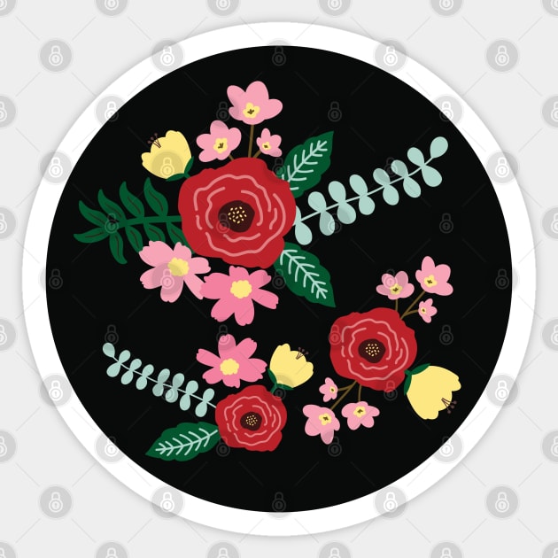 Aromatic rose floral garden - charcoal Sticker by Zesty Notion